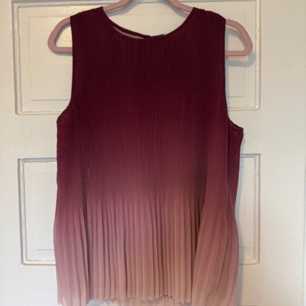 Wine red and pale pink ombre blouse size L